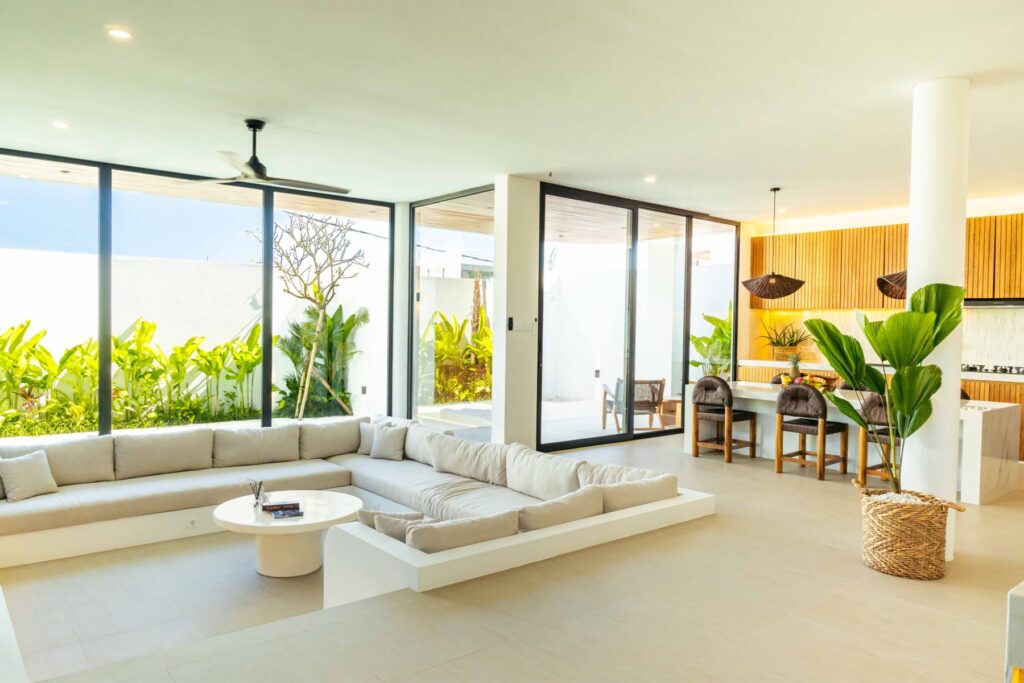 Open-plan living room and kitchen, Villa Uno
