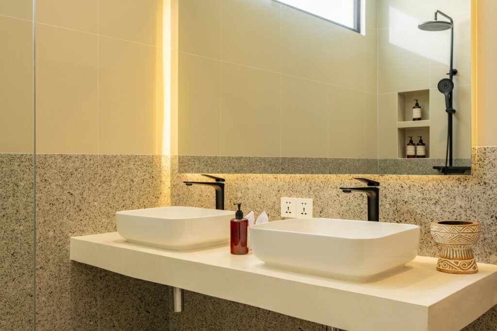 Bathroom vanity at Villa Tre