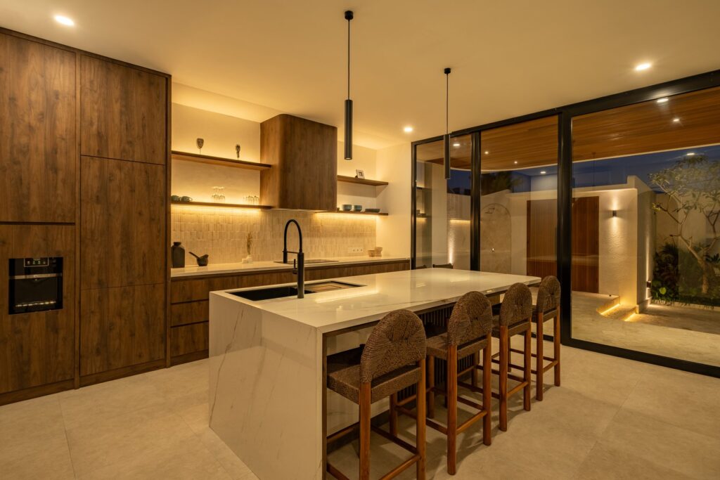 Villa Tre kitchen in the evening